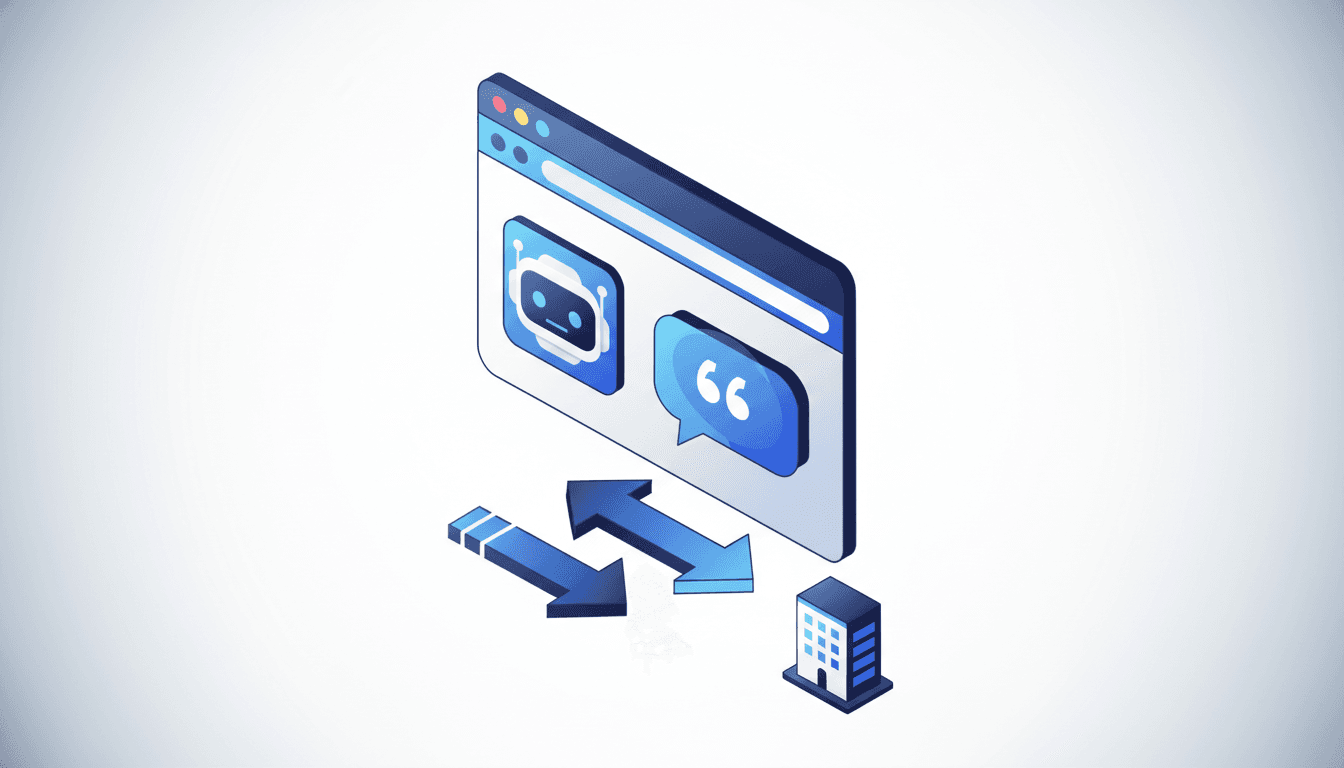 Browser window showing ChatGPT and Perplexity AI search results with citation bubbles on a dark navy background